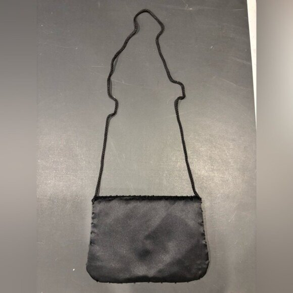 Vintage Black Silver Gold Beaded Elegant Clutch Purse Crossbody‎ Shoulder - Picture 6 of 10